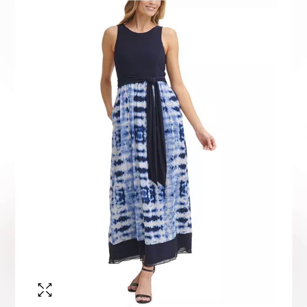 JESSICA HOWARD Womens Navy Belted Lined Sleeveless Maxi Evening Dress 10, NWOT